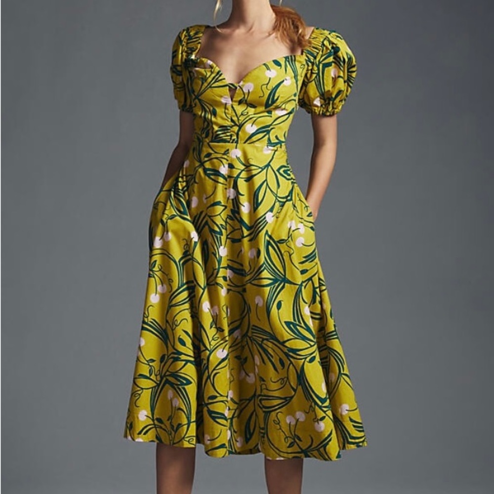 Anthropologie Maeve puff sleeve sweetheart dress